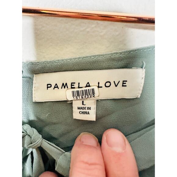 PAMELA LOVE x RTR Multicolored Color Block Crewneck Chiffon Midi Dress Size L - Picture 9 of 15